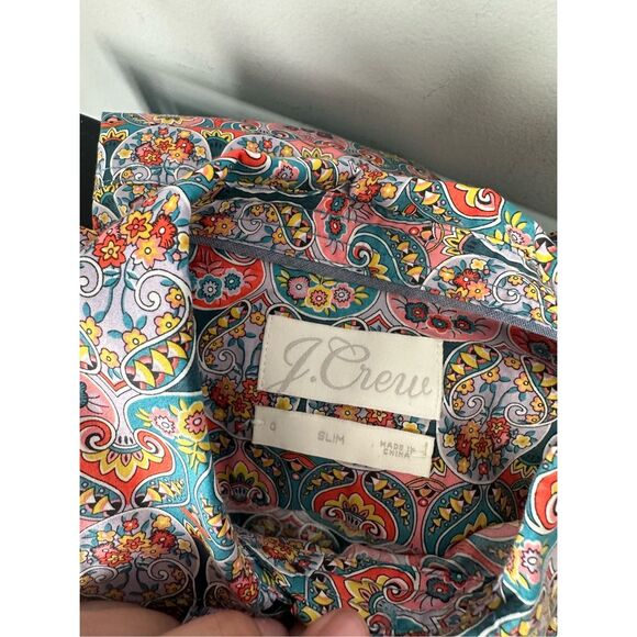 J Crew Women's Sz 0 Slim-Fit Organic Cotton Liberty Giorgia Duke Print Button Up - Picture 10 of 13